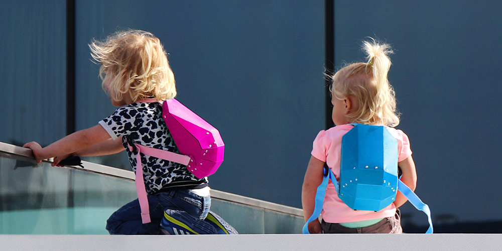 Modern hard-shell backpack for kids.