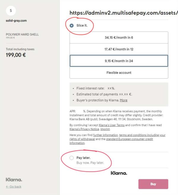 KlarnaPayment SOLID GRAY