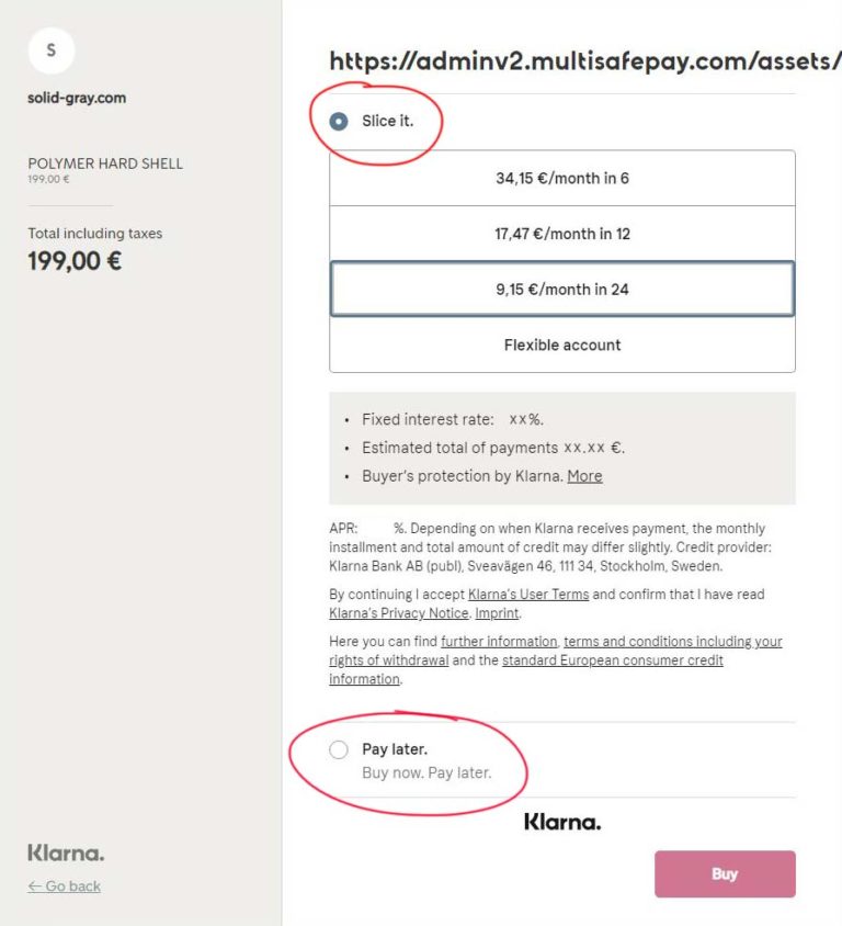 KlarnaPayment SOLID GRAY