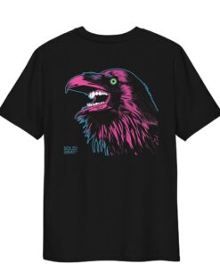 Black t-shirt with bold graphical raven print
