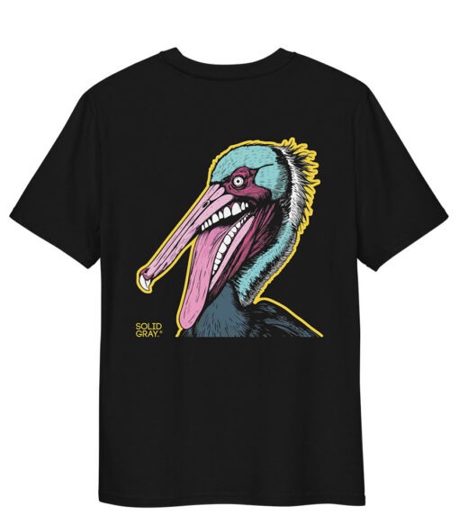 Black t-shirt with bold graphical owl print
