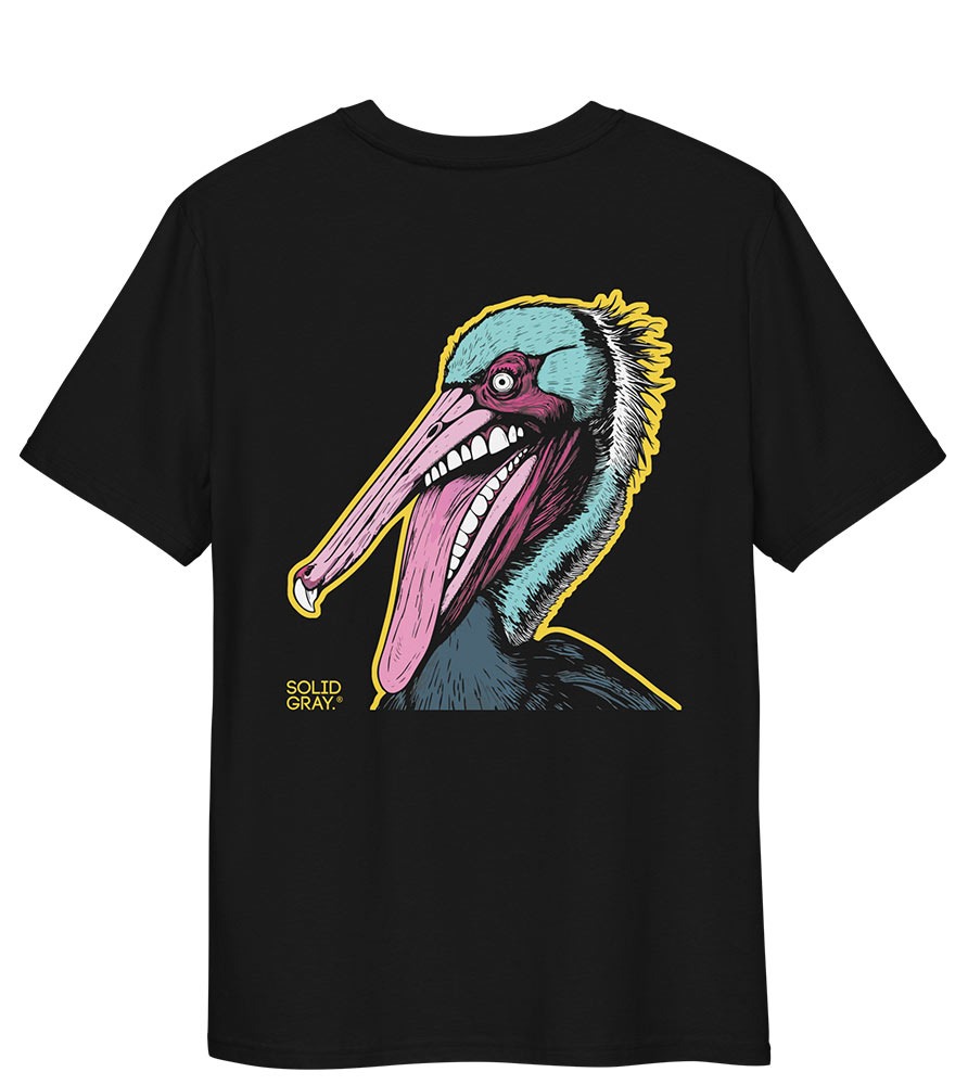 Black t-shirt with bold graphical owl print